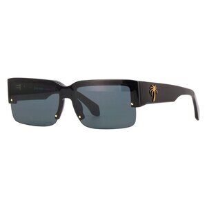 A0791Z New PALM ANGELS Drain Black Semi Rimless Square PERI053 1007 Sunglasses W